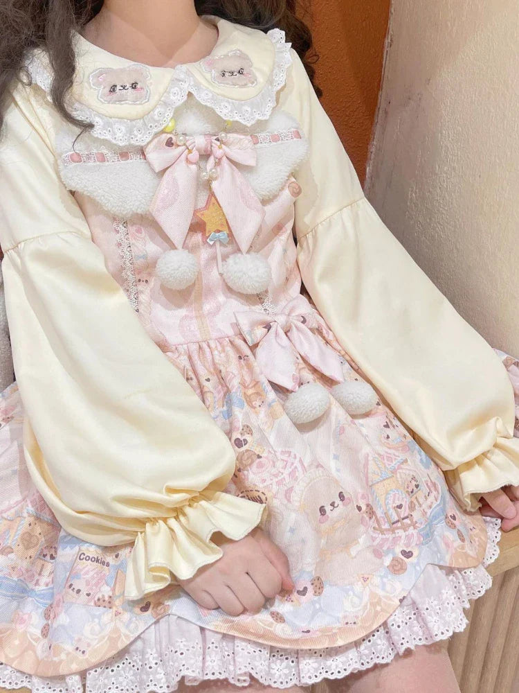 Teddy collared lolita blouse - bear shirt - blouse - collared - lolita - long