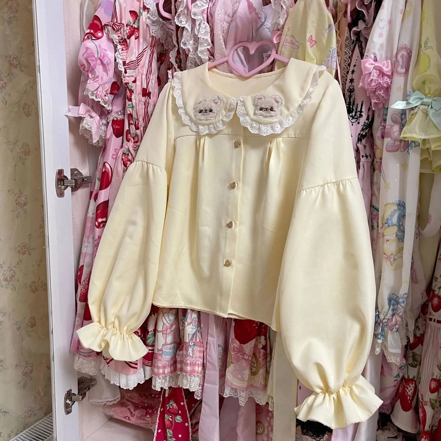 Teddy collared lolita blouse - bear shirt - blouse - collared - lolita - long