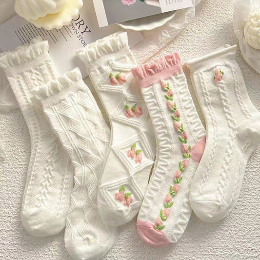 Textured Angelic Socks - angelcore, angelic, faecore, fairycore, rosebud Kawaii Babe