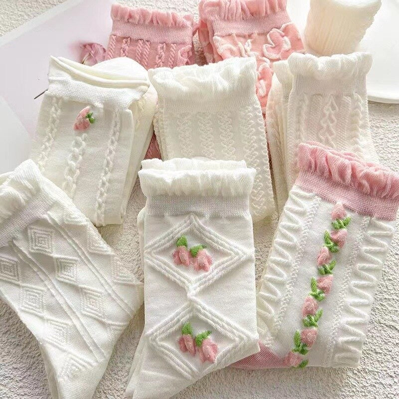 Textured Angelic Socks - angelcore, angelic, faecore, fairycore, rosebud Kawaii Babe