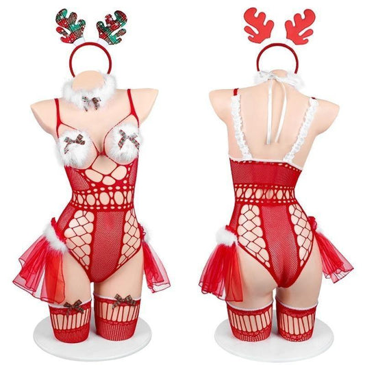 Tiny Reindeer Fishnet Lingerie - christmas, cosplay, costume, costumes, holiday
