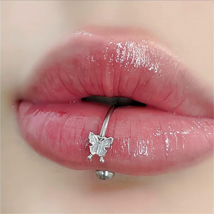 Stahl Bunter Schmetterling Piercing Lippenring