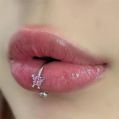 Stahl Bunter Schmetterling Piercing Lippenring