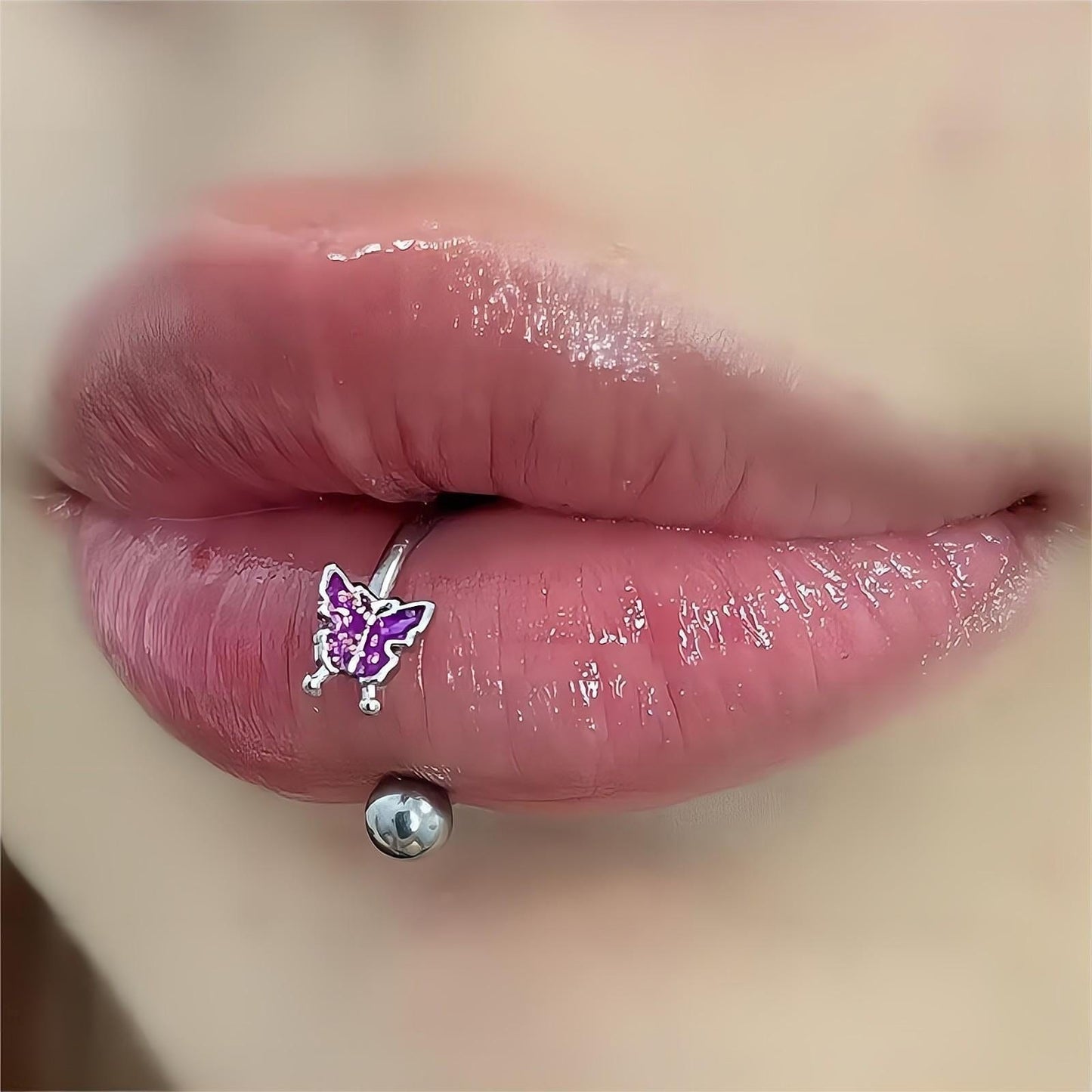 Stahl Bunter Schmetterling Piercing Lippenring