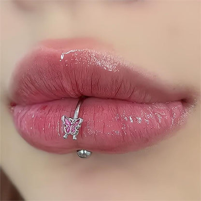 Stahl Bunter Schmetterling Piercing Lippenring