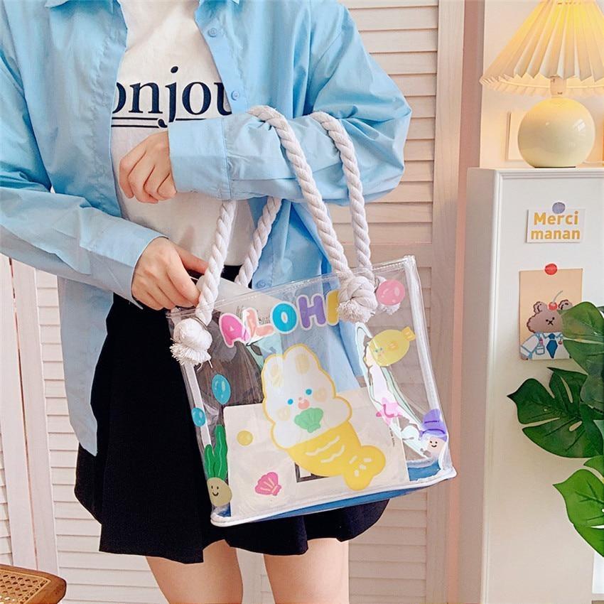 Transparent Kawaii Beach Bag - baby bun, bag, bags, beach, beach bags