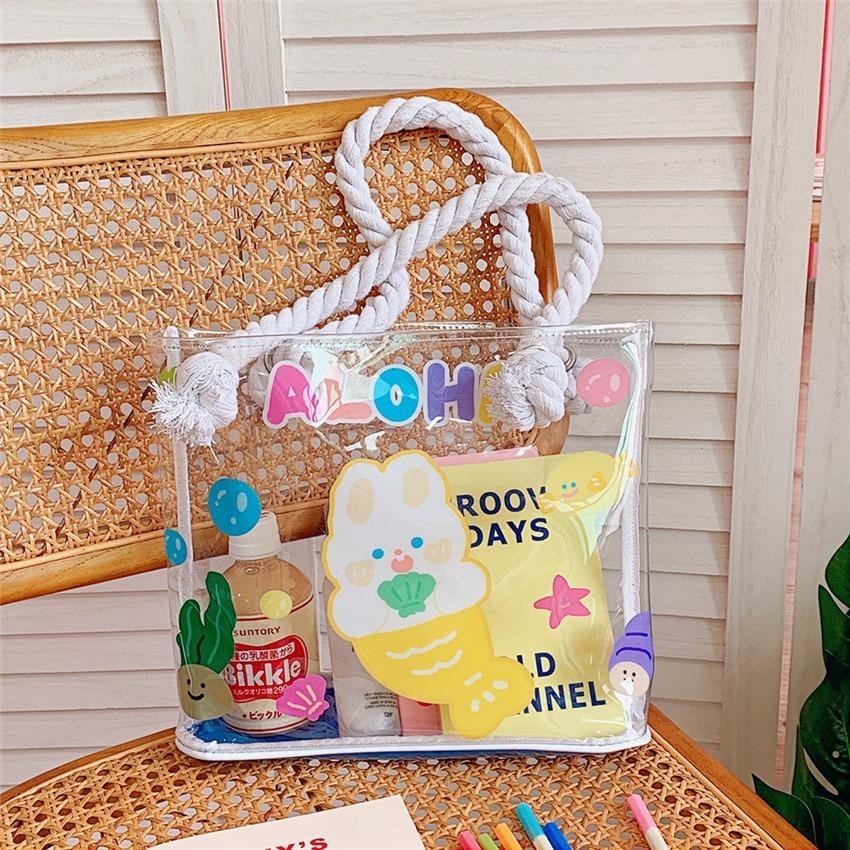 Transparent Kawaii Beach Bag - baby bun, bag, bags, beach, beach bags