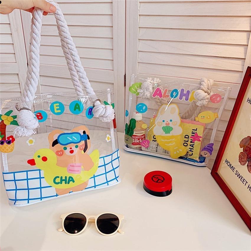 Transparent Kawaii Beach Bag - baby bun, bag, bags, beach, beach bags