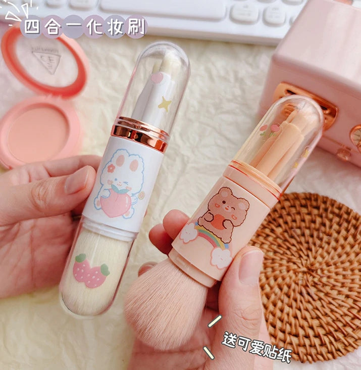 Travel Makeup Brush Set (4 in 1) - blush brush, make up brushes, makeup, makeup brushes