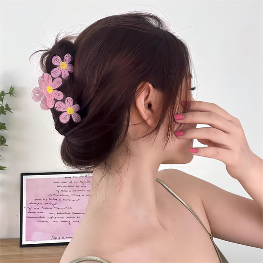 Trendy Colorful Hand-drawn Painting Flower Hair Clip