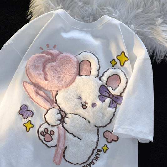 Tulip bunny fluffy tee - bunnies - bunny - rabbits - flowers - rabbit