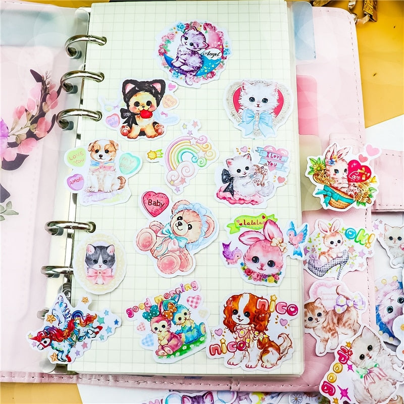 Vintage Animal Sticker Collection - dogs, kitsch, kitten, retro, stickers Kawaii Babe