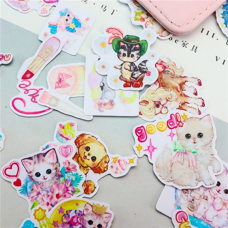 Vintage Animal Sticker Collection - dogs, kitsch, kitten, retro, stickers Kawaii Babe