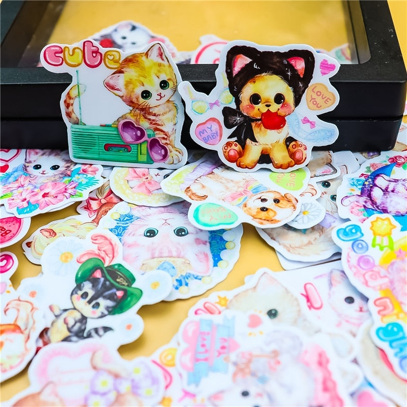 Vintage Animal Sticker Collection - dogs, kitsch, kitten, retro, stickers Kawaii Babe