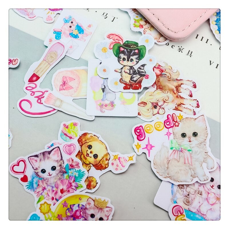 Vintage Animal Sticker Collection - dogs, kitsch, kitten, retro, stickers Kawaii Babe