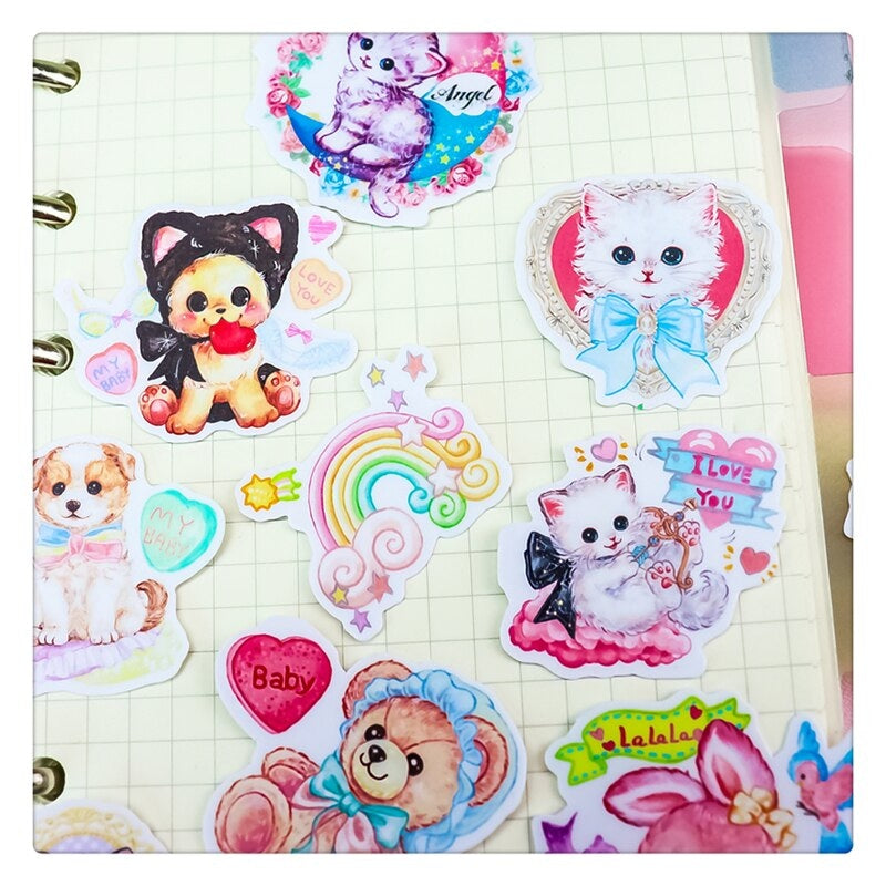 Vintage Animal Sticker Collection - dogs, kitsch, kitten, retro, stickers Kawaii Babe