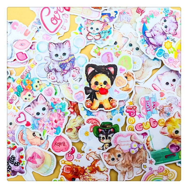 Vintage Animal Sticker Collection - dogs, kitsch, kitten, retro, stickers Kawaii Babe