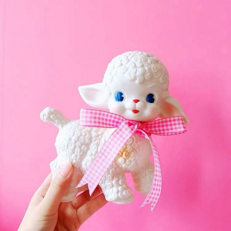 Vintage lamb rubber toy - 1970s - 70s - kitsch - lamb - lambs