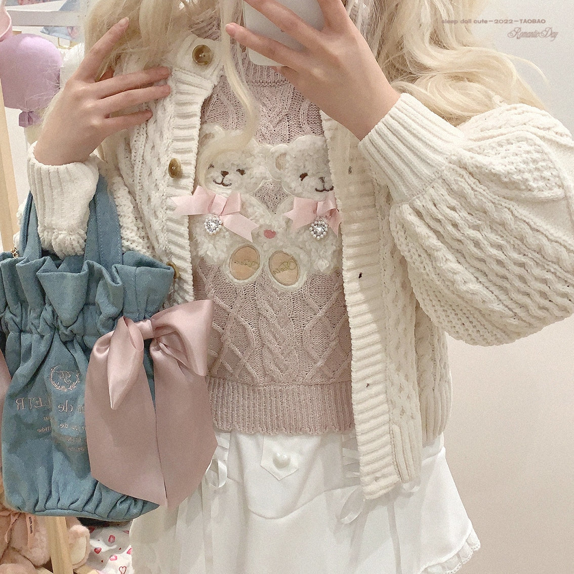 Vintage Teddy Knit Crewneck - bears, cardigan, knit, knitted, knitwear Kawaii Babe