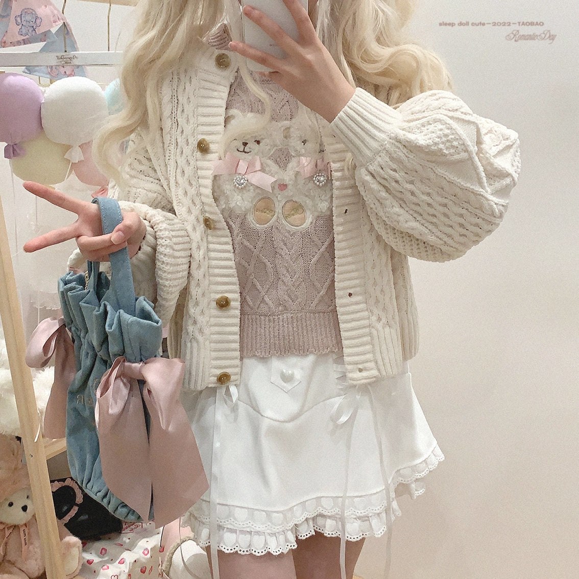 Vintage Teddy Knit Crewneck - bears, cardigan, knit, knitted, knitwear Kawaii Babe