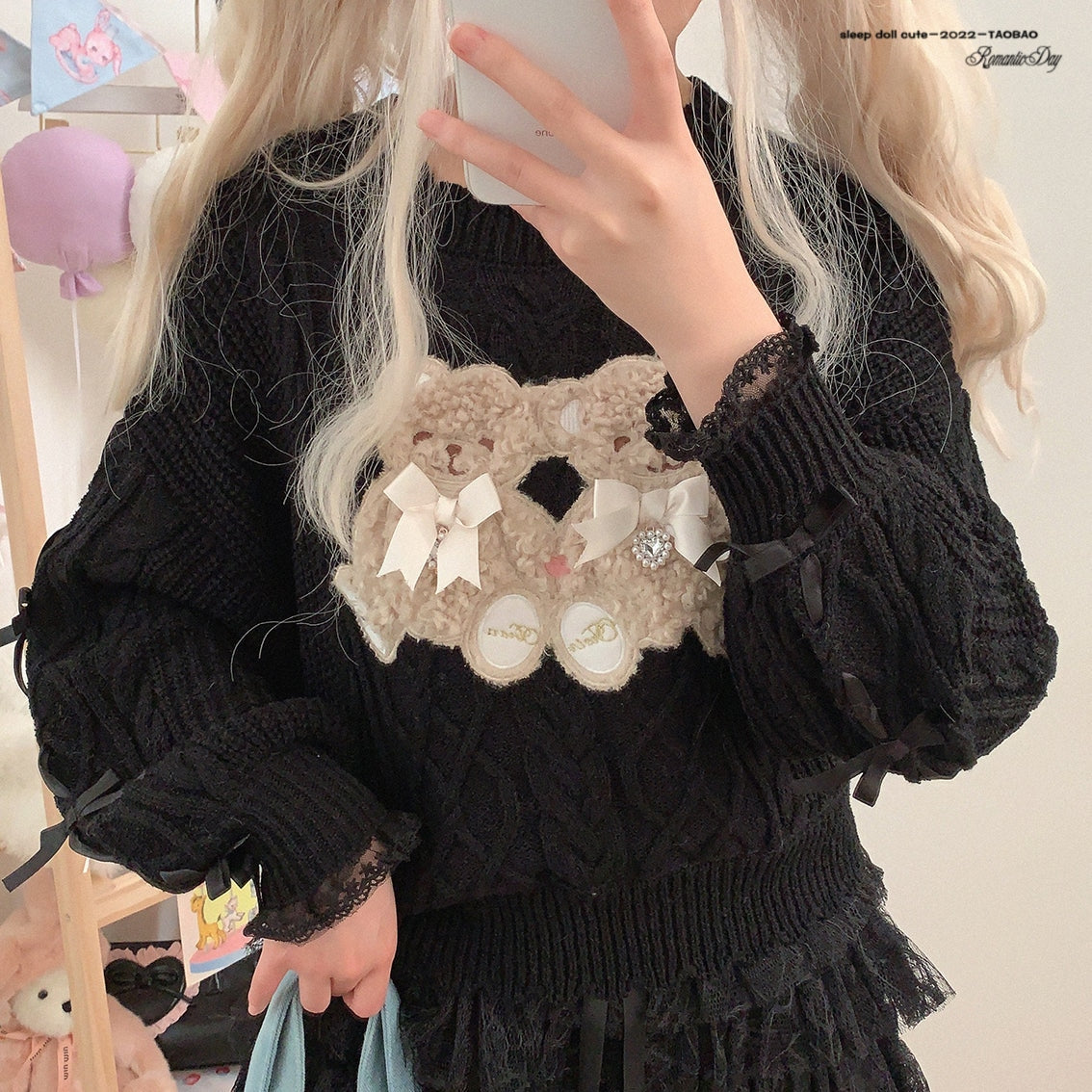 Vintage Teddy Knit Crewneck - bears, cardigan, knit, knitted, knitwear Kawaii Babe