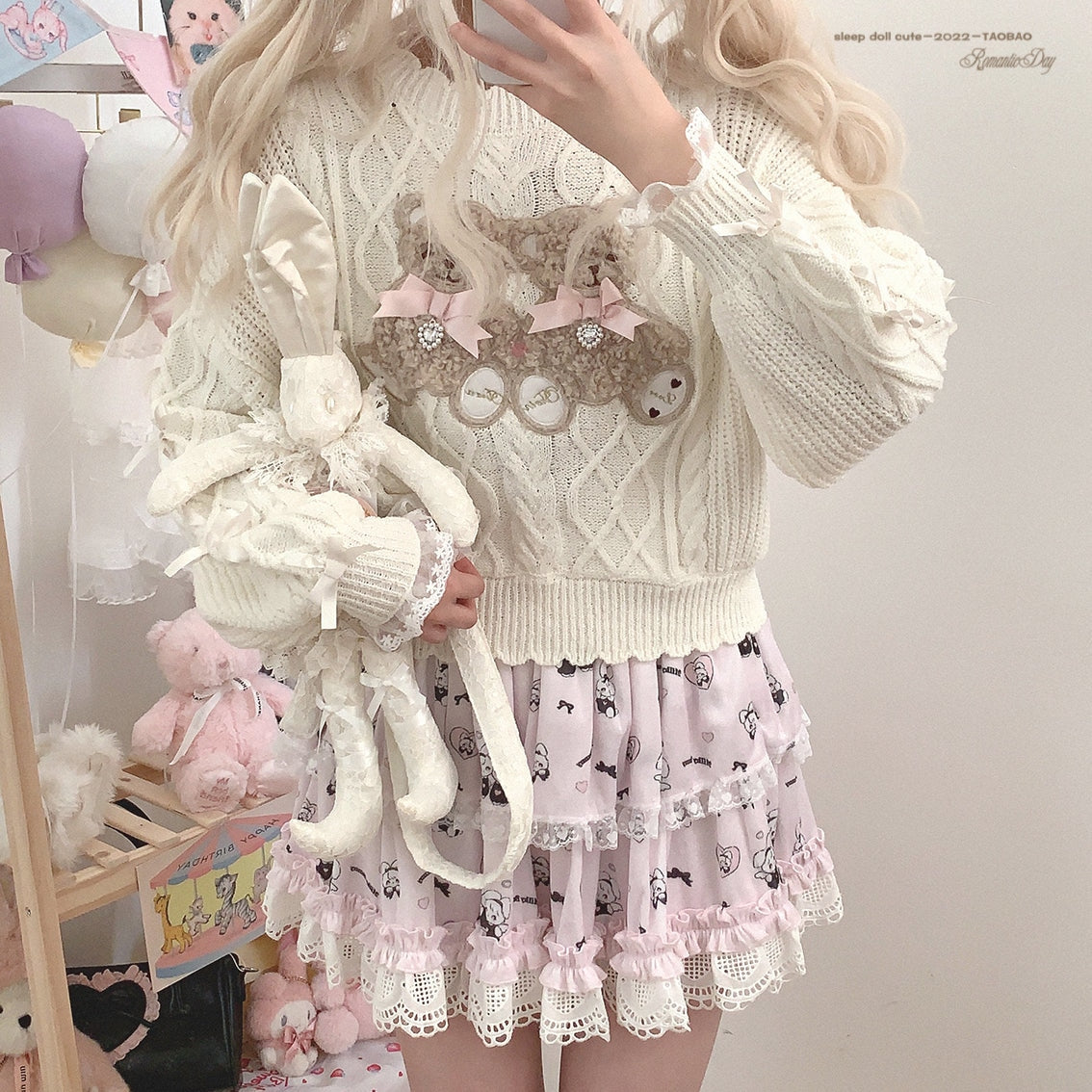 Vintage Teddy Knit Crewneck - bears, cardigan, knit, knitted, knitwear Kawaii Babe