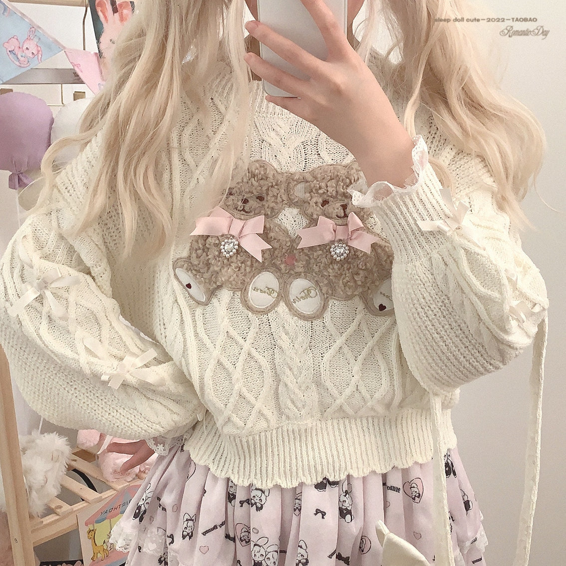 Vintage Teddy Knit Crewneck - bears, cardigan, knit, knitted, knitwear Kawaii Babe