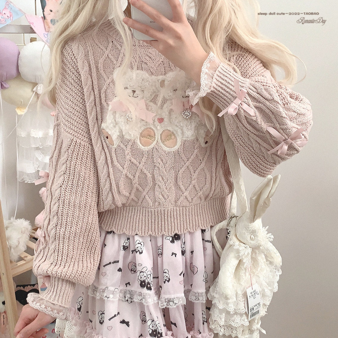 Vintage Teddy Knit Crewneck - bears, cardigan, knit, knitted, knitwear Kawaii Babe