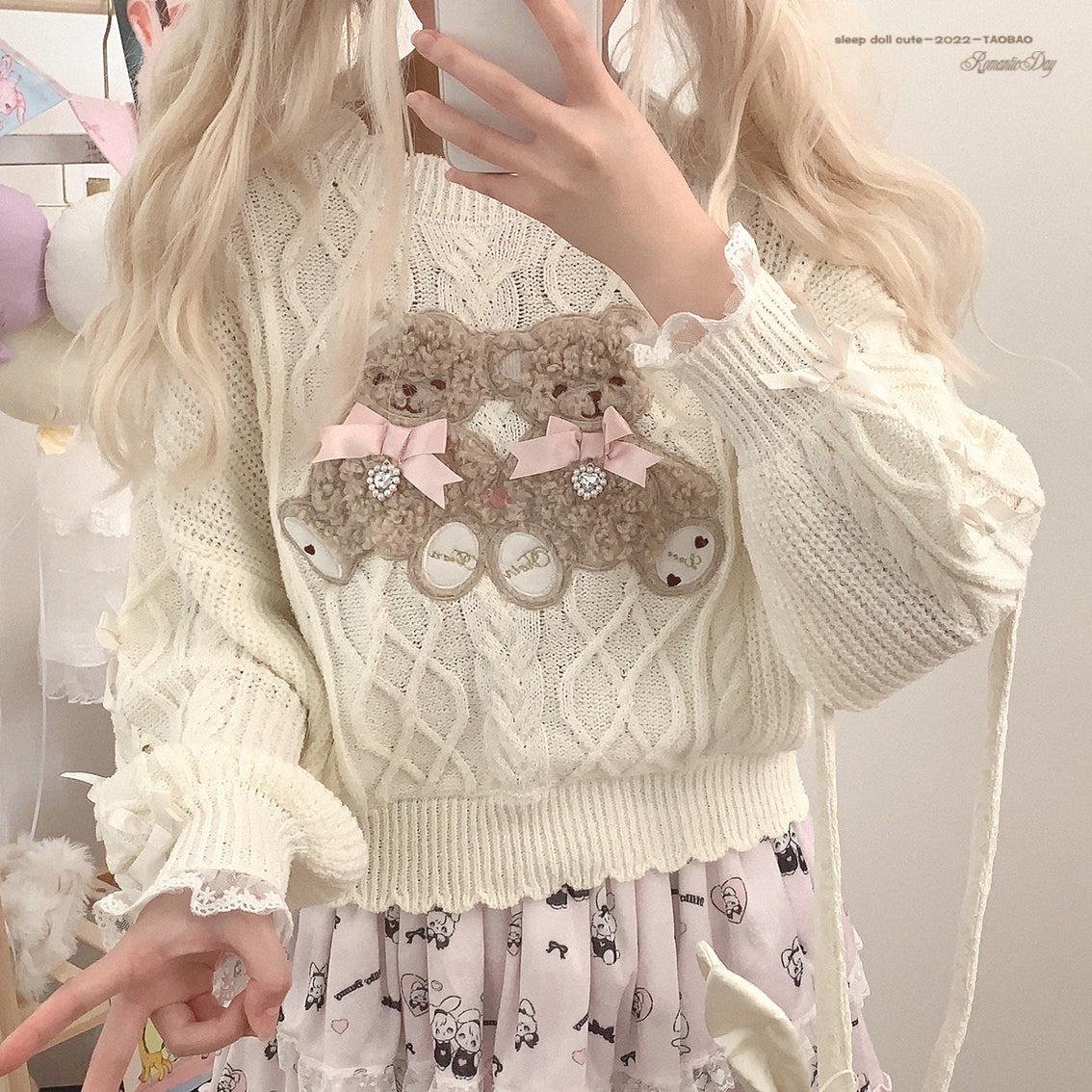 Vintage Teddy Knit Crewneck - bears, cardigan, knit, knitted, knitwear Kawaii Babe