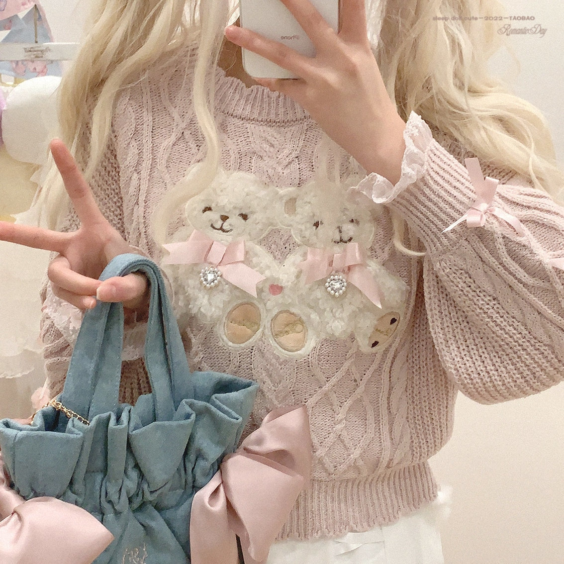 Vintage Teddy Knit Crewneck - bears, cardigan, knit, knitted, knitwear Kawaii Babe