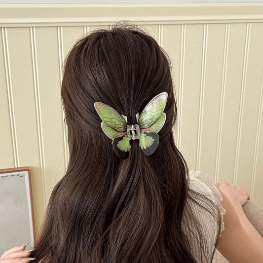 Pince à cheveux papillon vert vif