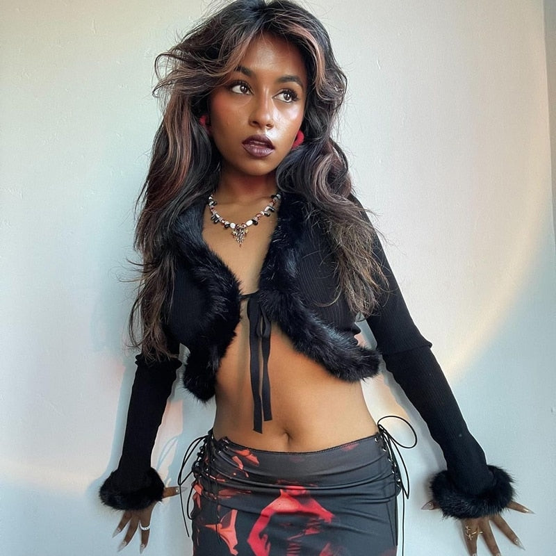 White Fur Trim Cardigan - cardigan, cardigans, coquette, dollette, fae Kawaii Babe