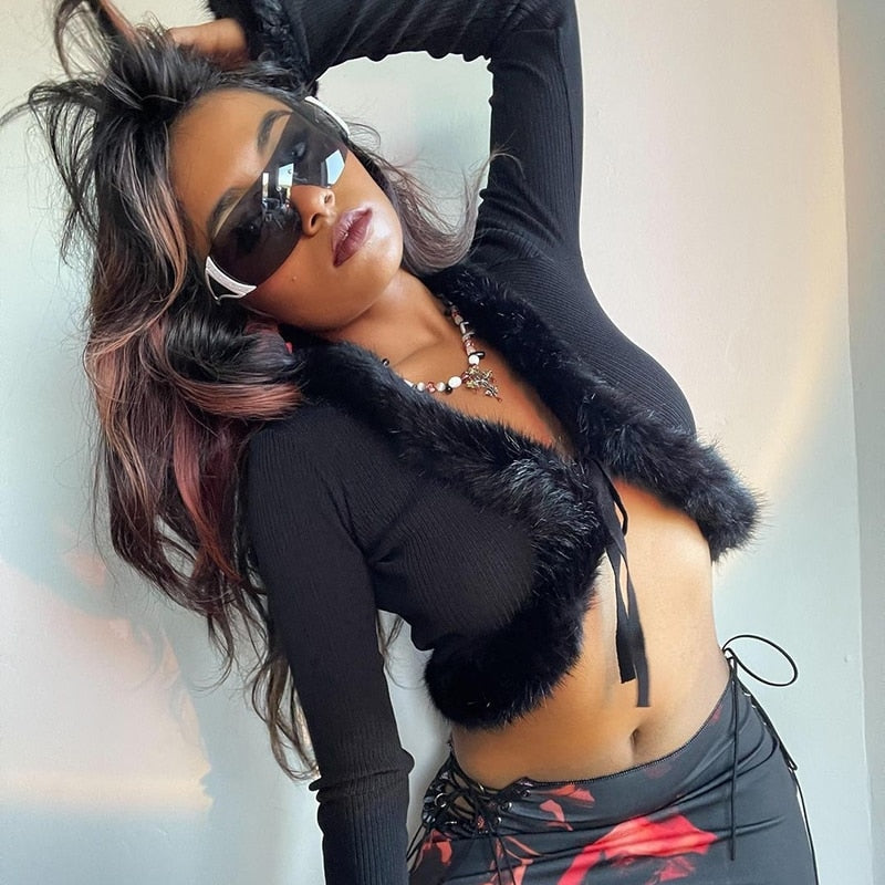 White Fur Trim Cardigan - cardigan, cardigans, coquette, dollette, fae Kawaii Babe