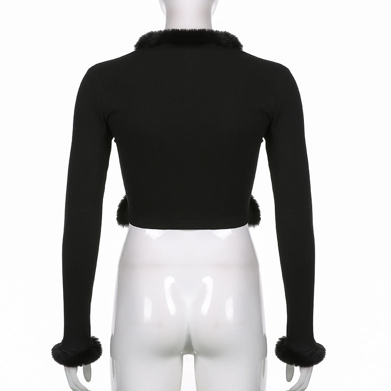 White Fur Trim Cardigan - cardigan, cardigans, coquette, dollette, fae Kawaii Babe