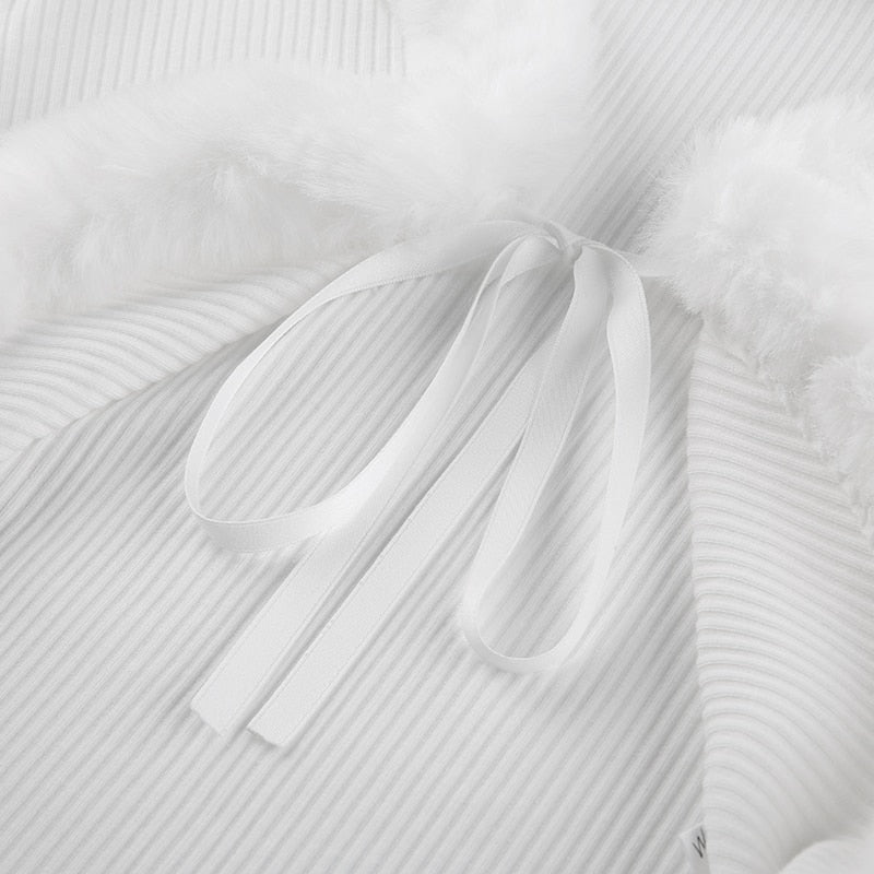 White Fur Trim Cardigan - cardigan, cardigans, coquette, dollette, fae Kawaii Babe