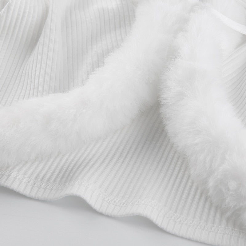 White Fur Trim Cardigan - cardigan, cardigans, coquette, dollette, fae Kawaii Babe