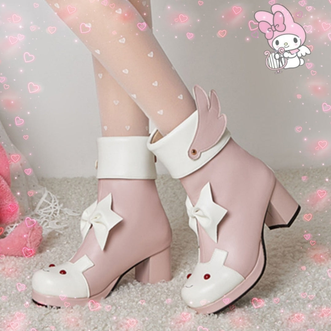 Winged Bunny Booties - anime, anke booties, ankle boots