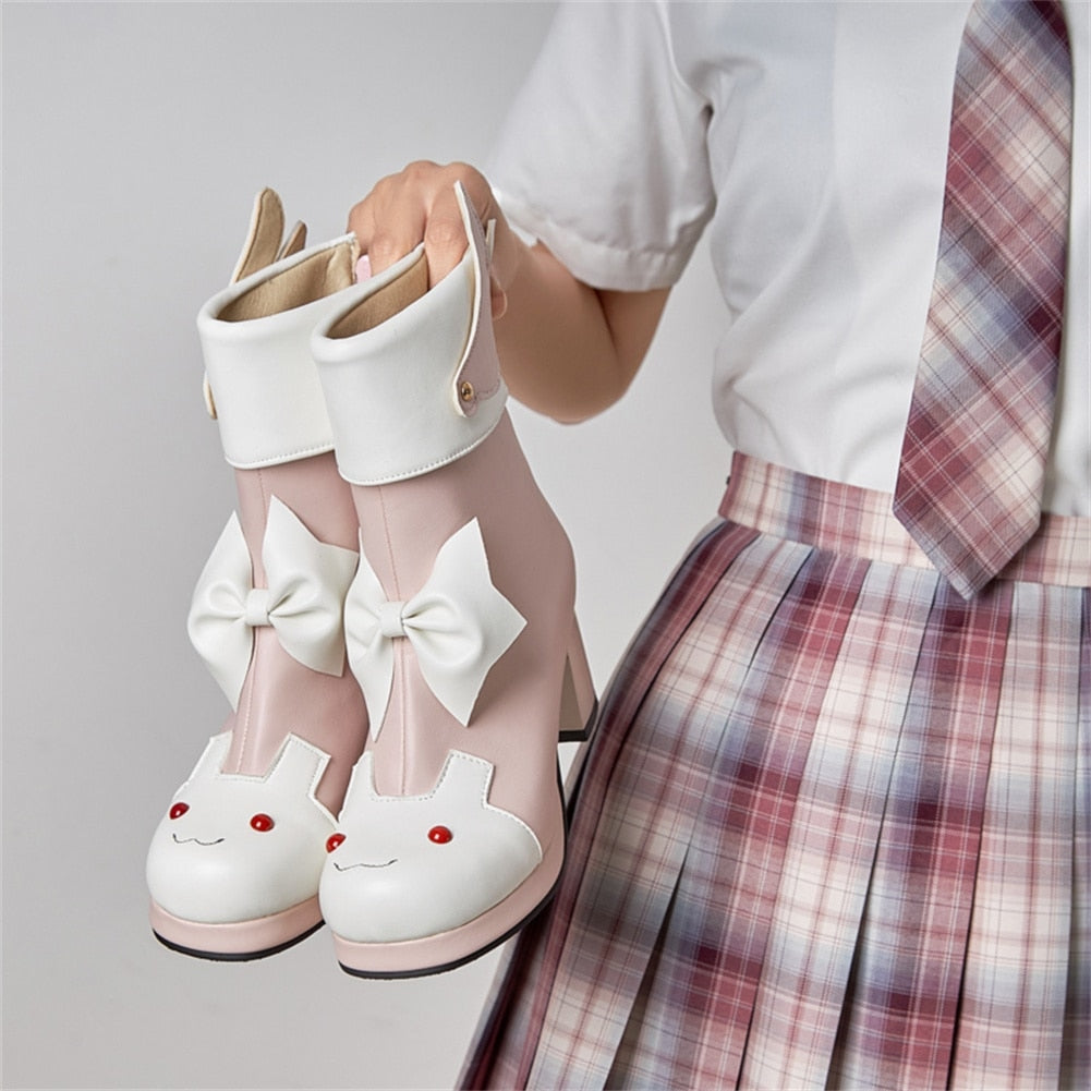 Winged Bunny Booties - anime, anke booties, ankle boots