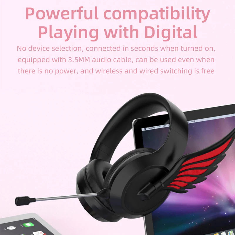 Winged led wireless headphones - anime - custom lights - headphones - headset - kawaii