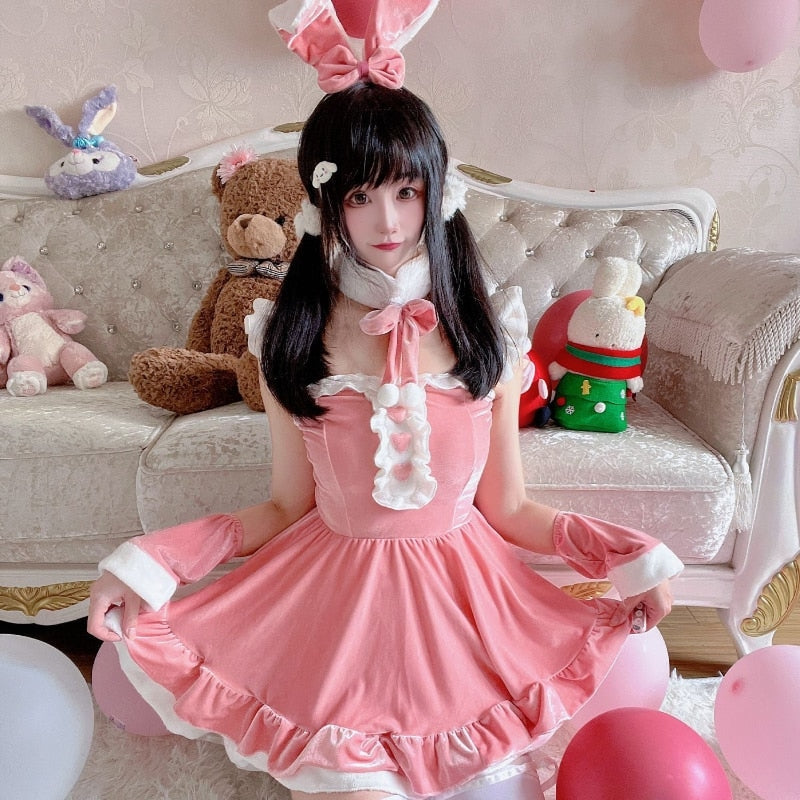 Winter Bunny Cosplay - bunny dress, dresses, girls, rabbit, rabbits