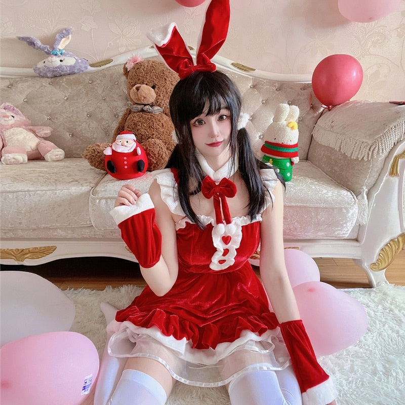 Winter Bunny Cosplay - bunny dress, dresses, girls, rabbit, rabbits