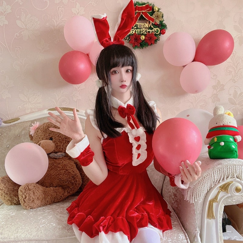 Winter Bunny Cosplay - bunny dress, dresses, girls, rabbit, rabbits