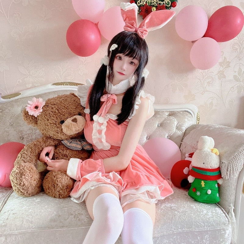 Winter Bunny Cosplay - bunny dress, dresses, girls, rabbit, rabbits