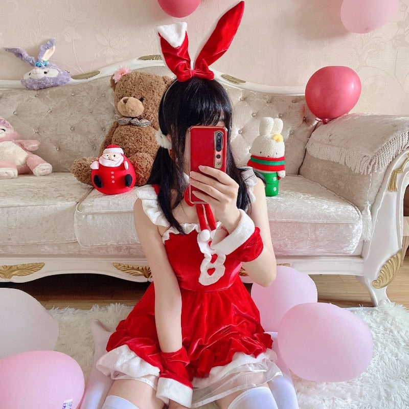 Winter Bunny Cosplay - bunny dress, dresses, girls, rabbit, rabbits