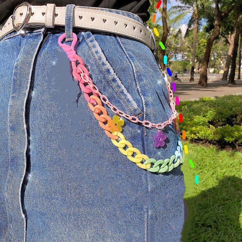 Kawaii y2k candycore hearts pastels & bright colors belt chain