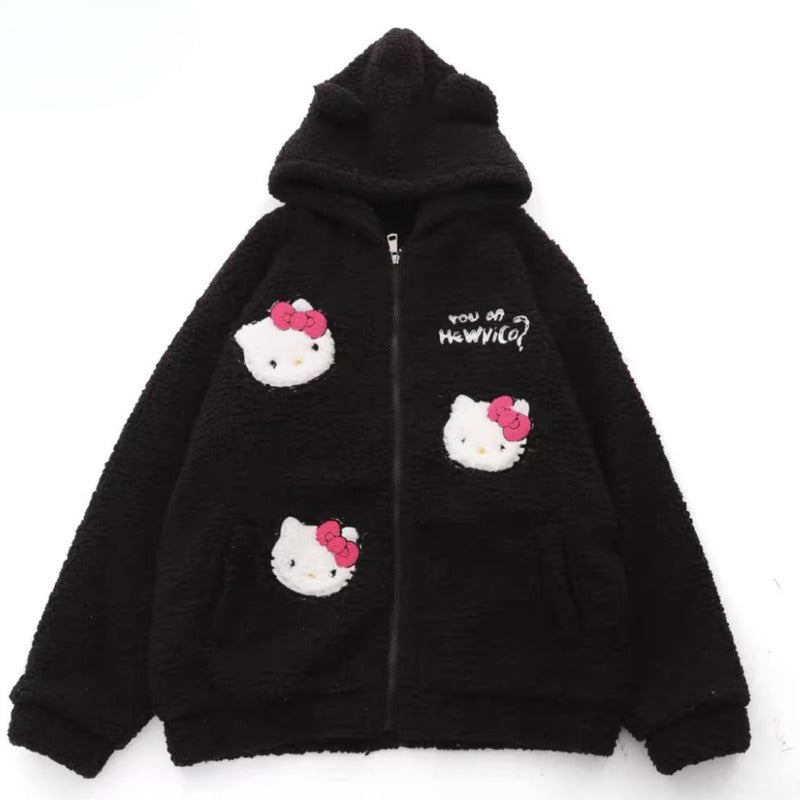 Black Kitty Embroidery Jacket KI448