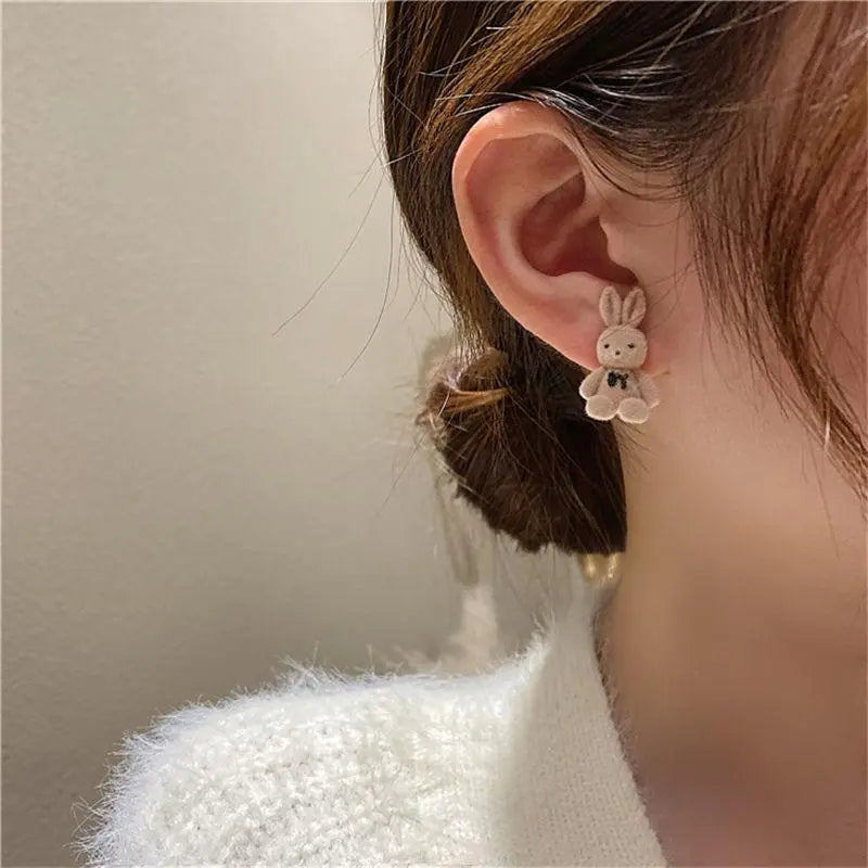 Kawaii Aesthetic Y2K Cute Fairy Bear and Rabbit Earrings MK Kawaii Store