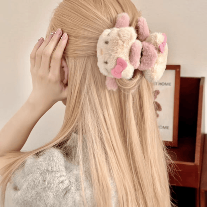 Plüsch-Kätzchen-Chignon-Klauen-Haarspange KI392