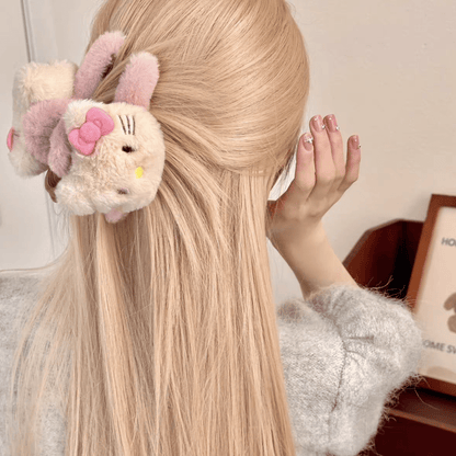 Plüsch-Kätzchen-Chignon-Klauen-Haarspange KI392