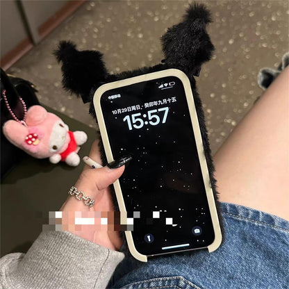 Coque de téléphone en peluche Kuro Melo avec nœud en forme de cœur KI266